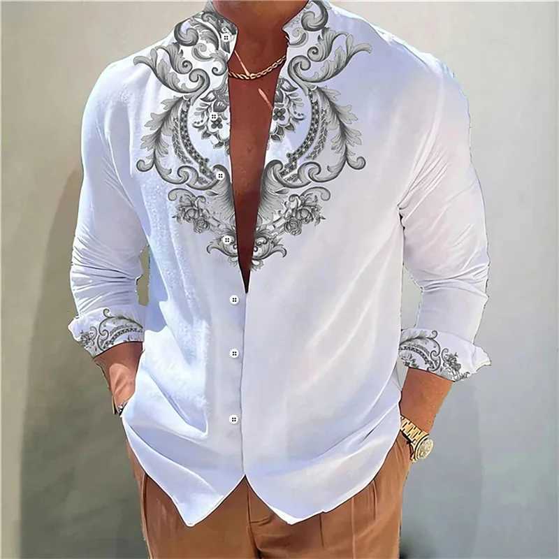 2024 Summer Mens Shirts Graphic Print Button Tops Long Sleeve Button Shirt Clothing Design Comfortable S-6XLXJ250121