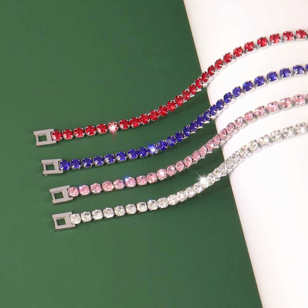 316L Stainless Steel Tennis Chain Necklace For Women Hip Hop Necklaces Mens Color Crystal Zircon Choker Necklace Collar JewelryXJ250121