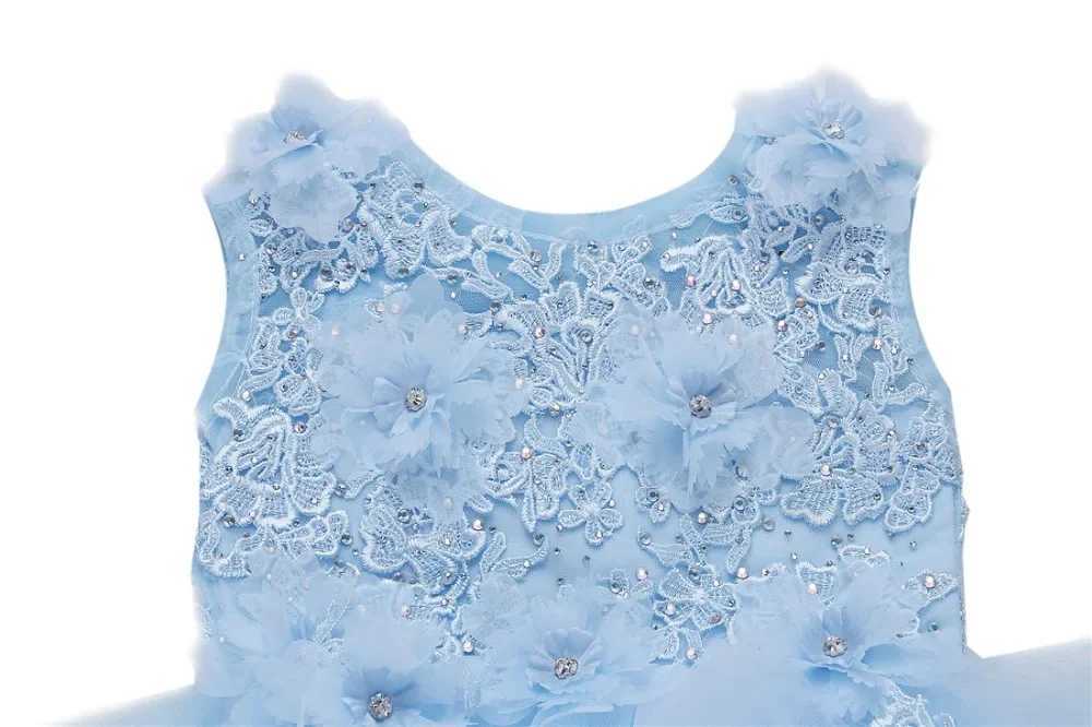 Light Blue Baby Dresses Girl Newborn 1st Year Birthday Infant Outfit Beaded Appliques Princess Party Wedding Christening Gown X250203