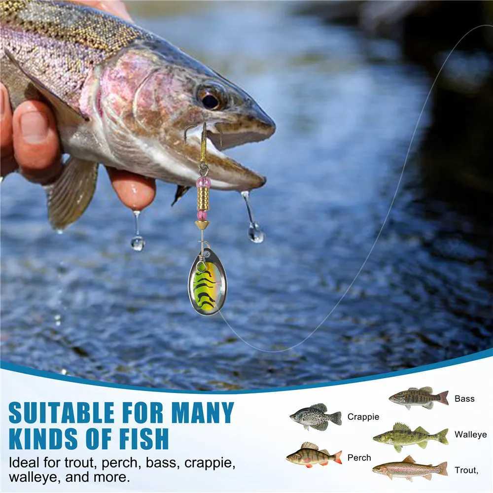 5/10/16Pcs Spinner Fishing Lures Spinner bait Spoon Lures with Feather Treble Hooks for Pike Trout Salmon Bass Spinner LureXJ250122