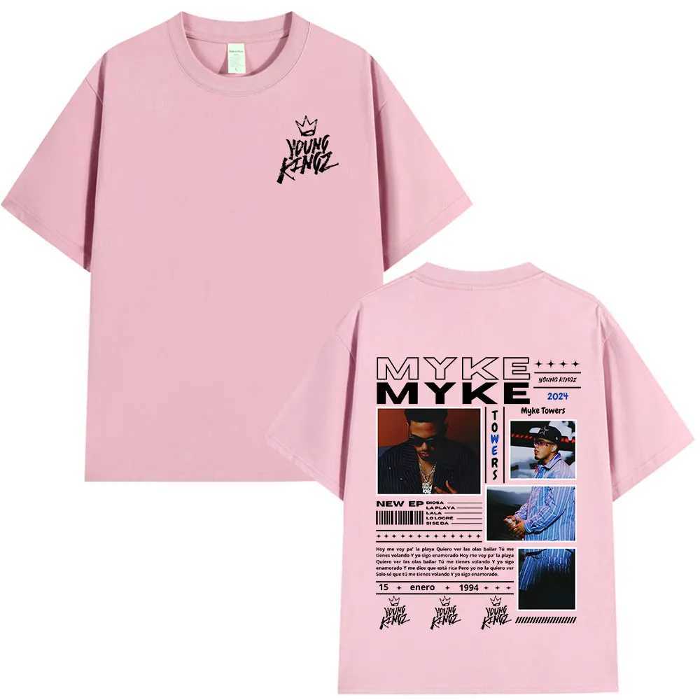 Rap singer Myke Towers album graphic printed T-shirt mens fashion hip-hop oversized T-shirt casual cotton short sleeved T-shirt X250203