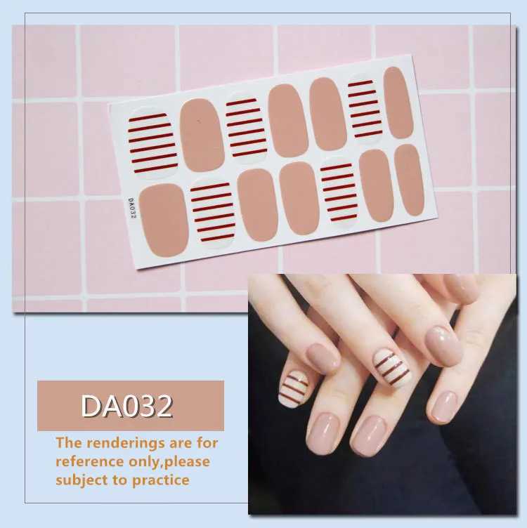 Baking Free Full Cover Wraps Nail Polish Stickers Strips Plain Nail Art Decorations Heart Designs Glitter Powder Manicure TipsXJ250120