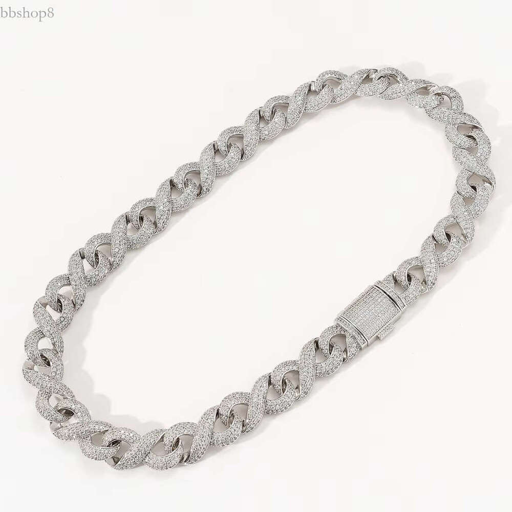 New 15MM Hip Hop Iced Moissanite Stainless Steel Season Sier Dia Cuban k Chain For Men