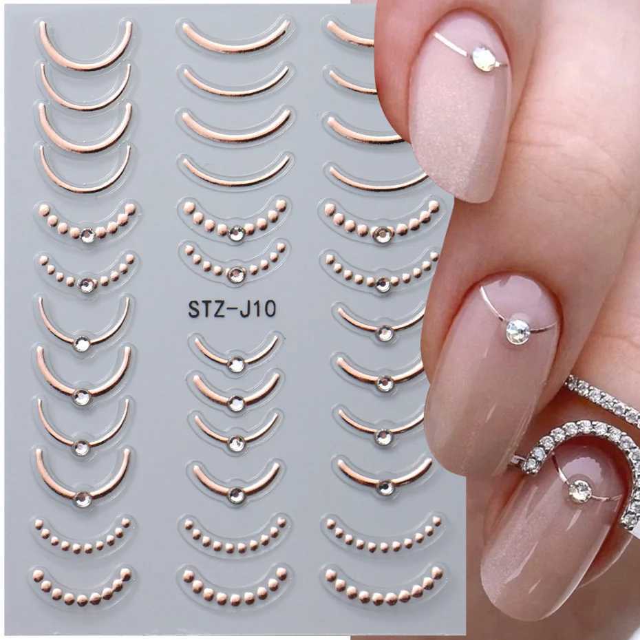 2/4pcs Luxury Rhinestone French Nail Art Stickers Sparkling Metallic Stripes Line Adhesive Decals Y2K Chrome Slider Nail DecorXJ250120