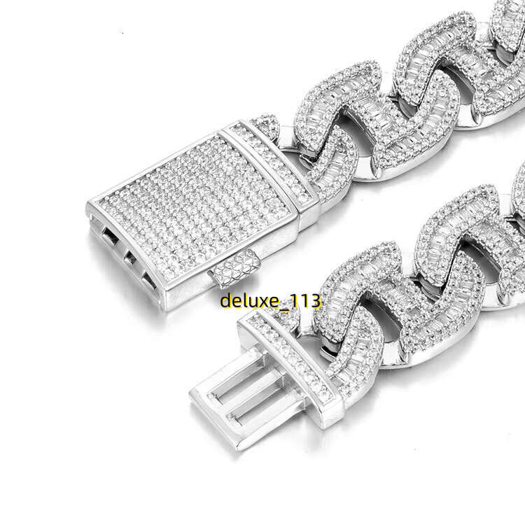20mm VVS Dia Custom Hip Hop Jewelry Miami k Chain Cuban Baguette Moissanite Necklace For Rappers