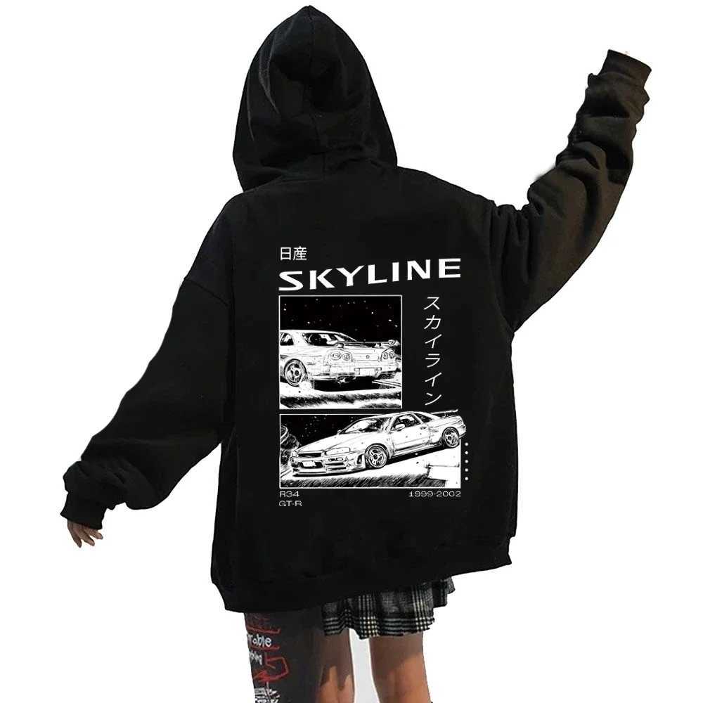 Initial D Zipper Hoodies Mens Clothing Autumn Winter Zip Up Hooded Sweatshirts Casual Vintage Loose Hoodie JacketXJ2500118