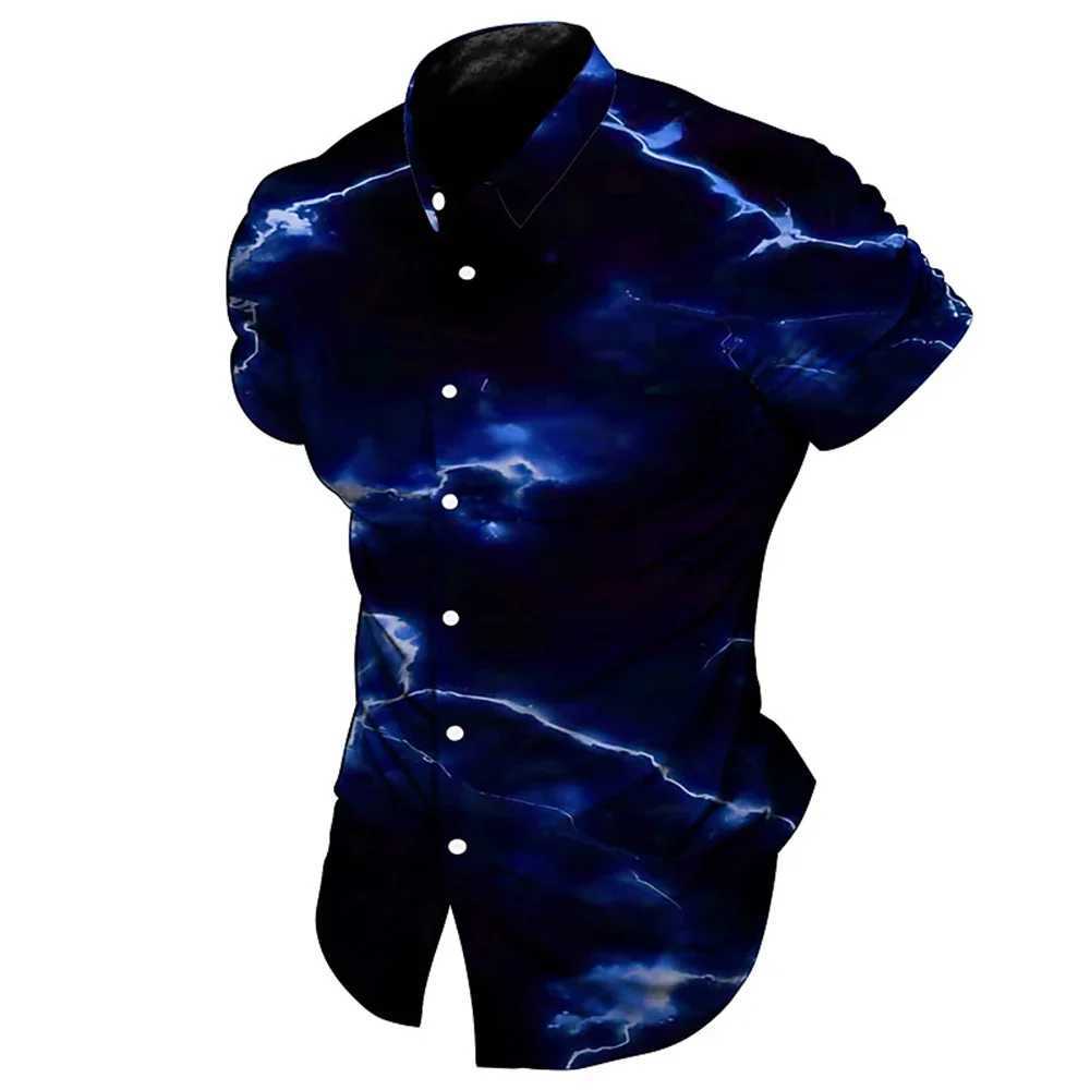 Summer Lightning 3D Print Shirts Men Fashion Hawaiian Shirt Casual Vintage Streetwear Short Sleeve Shirt Blouse Man ClothingXJ250121