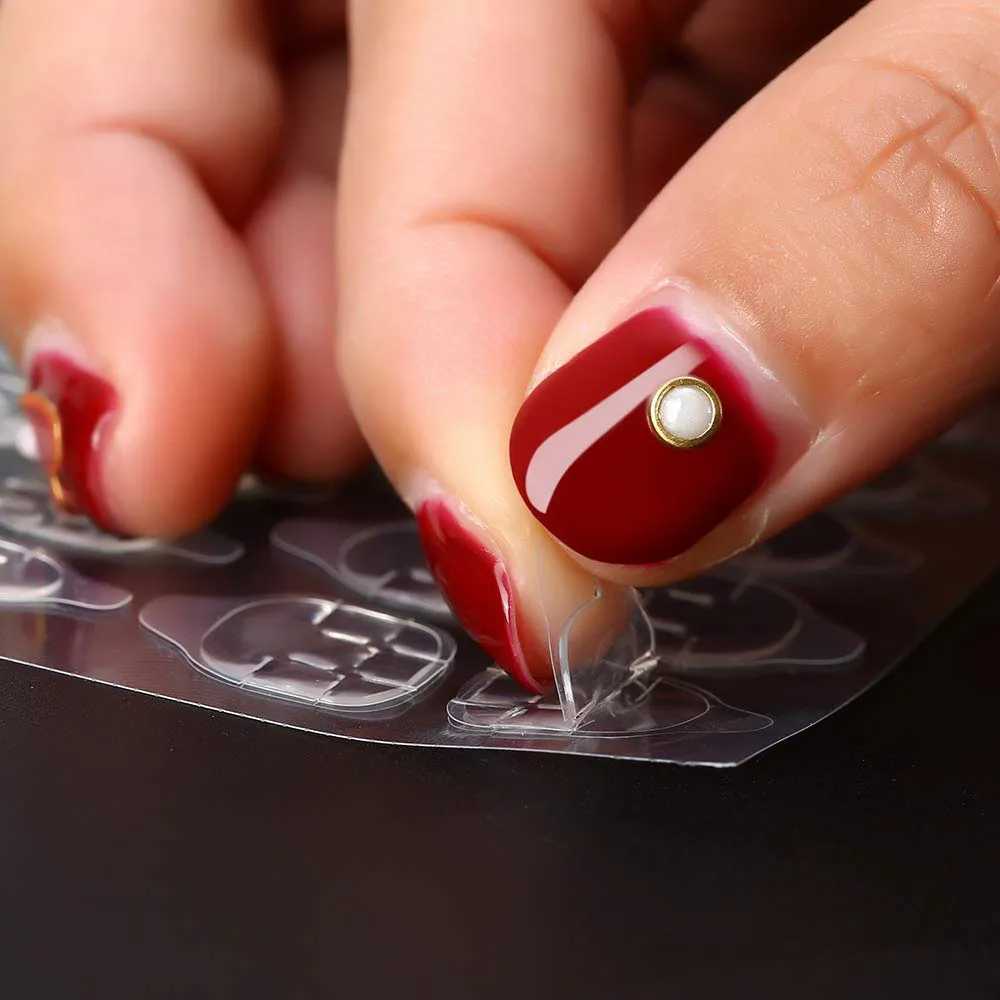 288pcs (12 Sheets) Double Side Glue Nail Sticker for Press on Nail Adhesive Tabs Waterproof Breathable Glue Tabs TransparentXJ250120