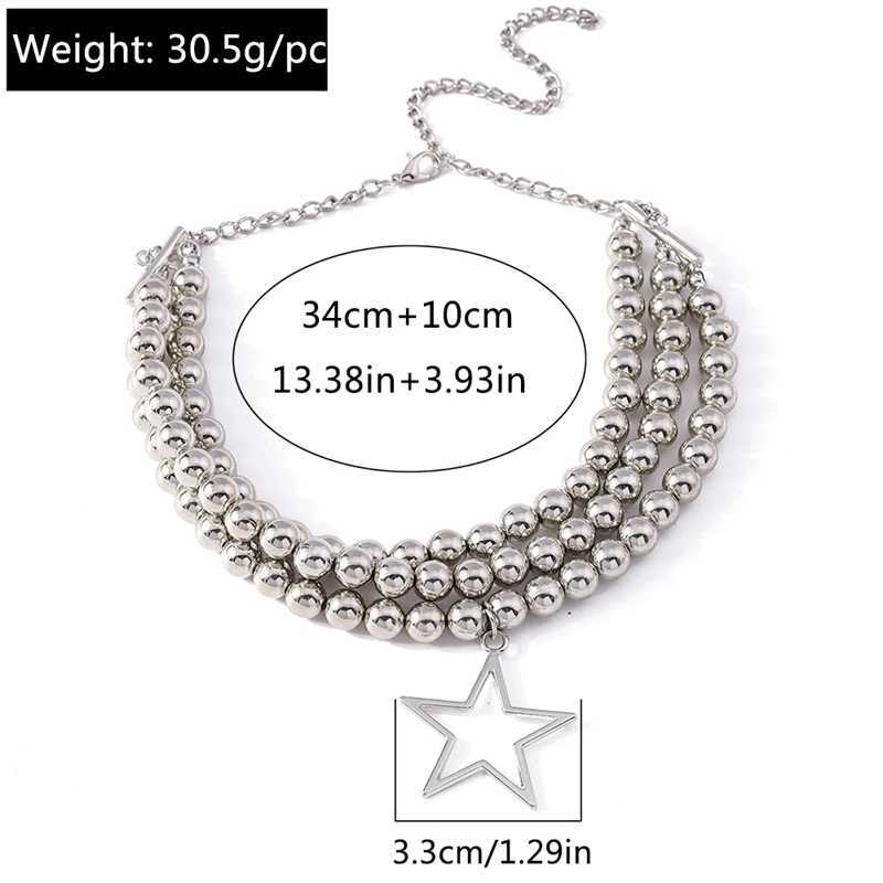 Fashion Multilayer Handmade CCB Beads Chain Necklace for Women Metal Star Pendant Choker Necklace Girls Festival Jewelry GiftsXJ250114