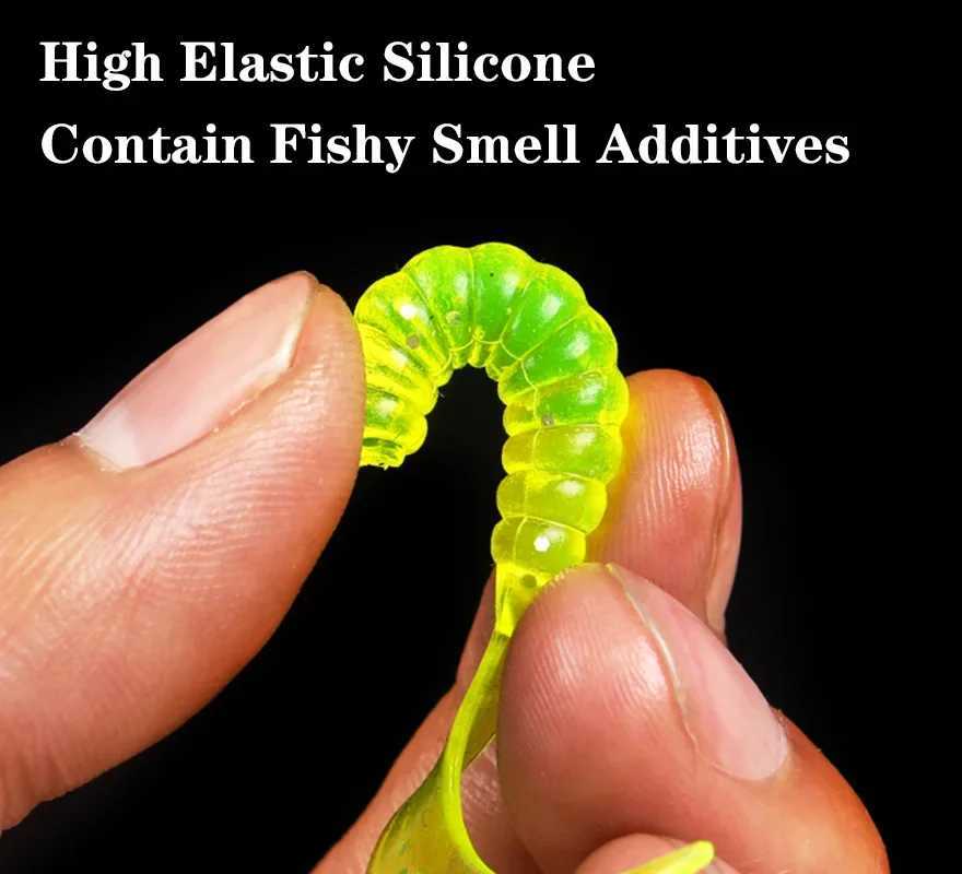10 Pcs Soft Silicone Fishing Lure 4.8cm 1.2g Worm Jigging Wobblers Shrimp Fishy Smell Additive Tackle Bass Carp Artificial BaitsXJ250122