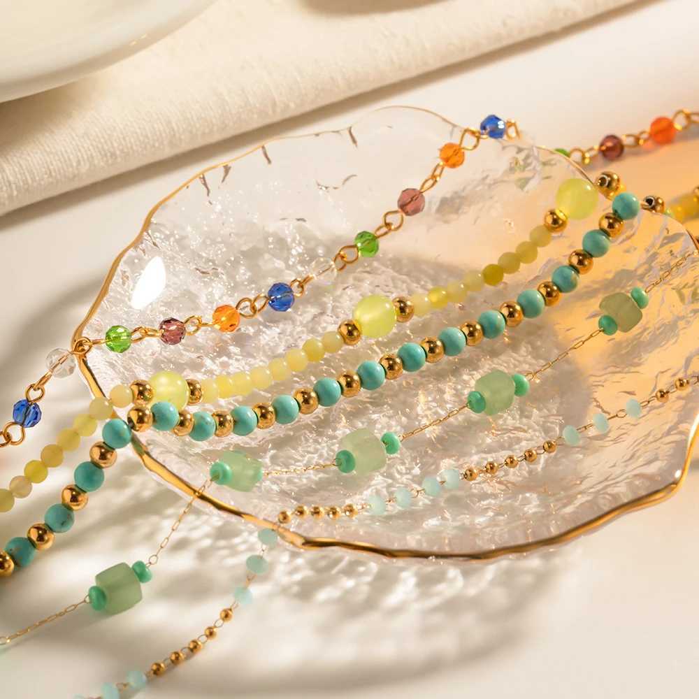 Youthway Dainty 18k Gold Plated Stainl Steel Simple Anklets Colorful Stones Summer Beach Seaside Waterproof Jewelry for WomenXJ250121