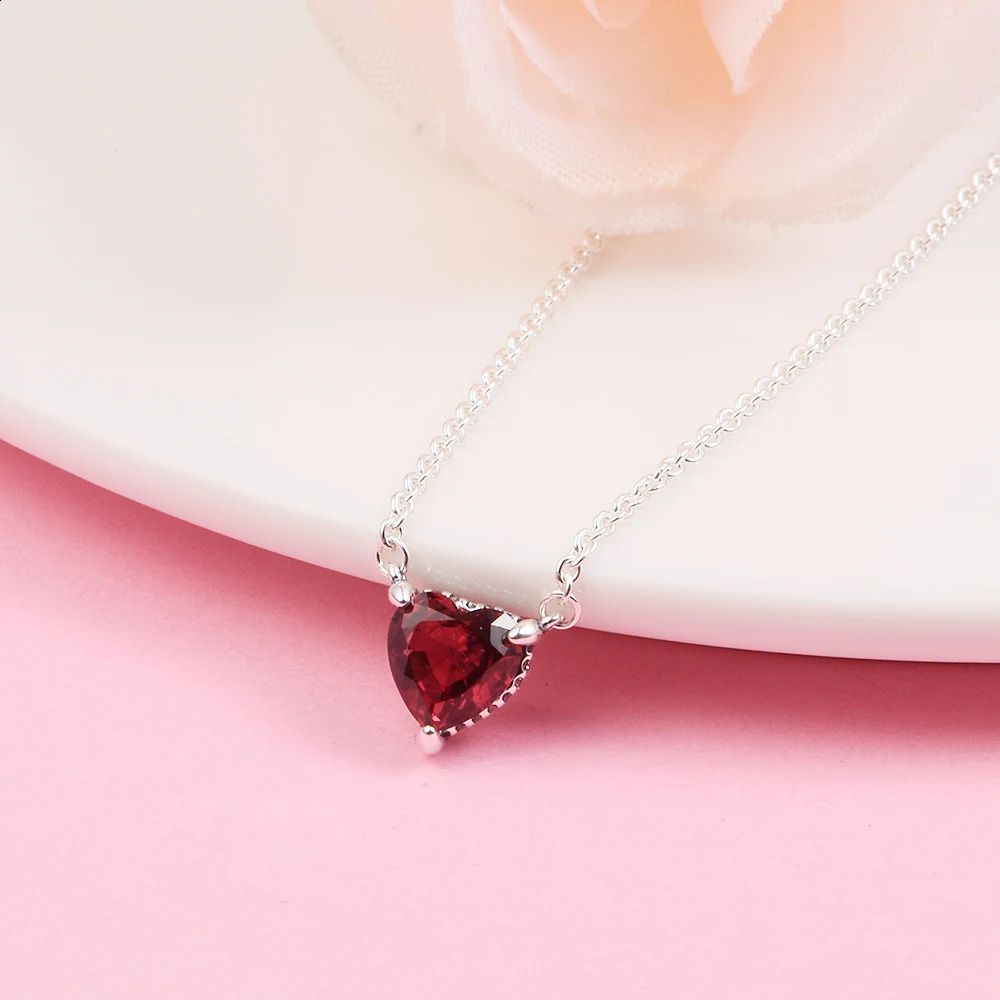 Sparkling Heart Halo Pendant Collier Necklace Mother Kids 925 Sterling Silver Jewelry Necklace For Woman Elegant Fashion 250117