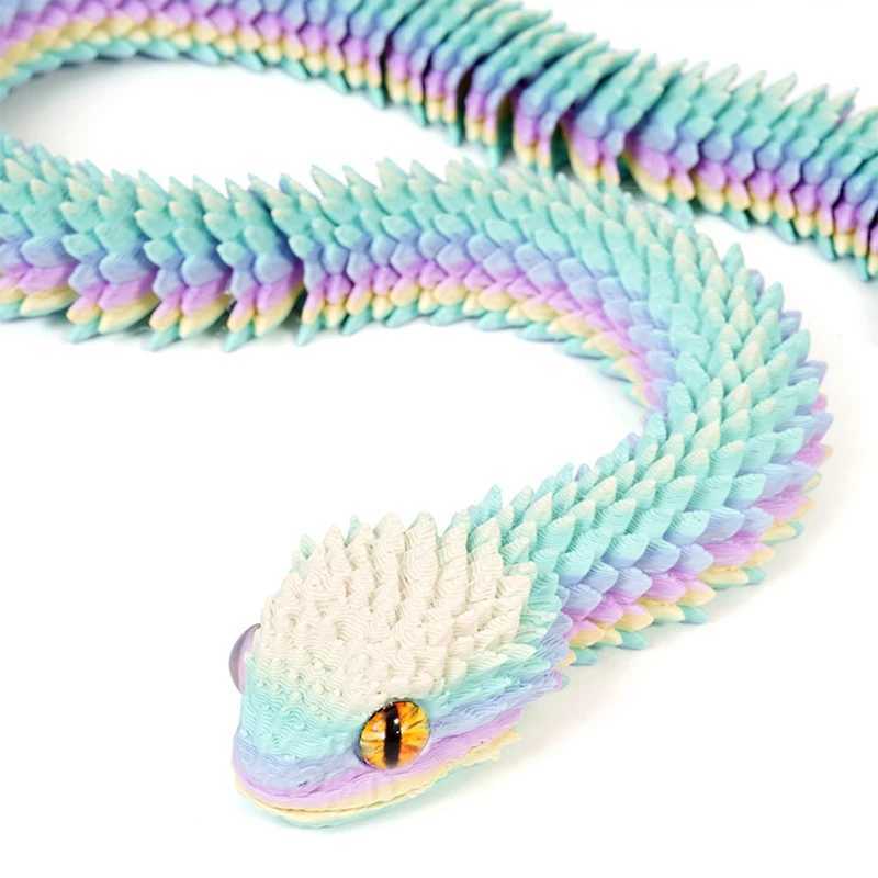 30cm 3D Printed Viper Crystal Dragon Egg Fidget Animals Figures Rotatable Articulated Snake Toy New Year Kids Gift Free shipping