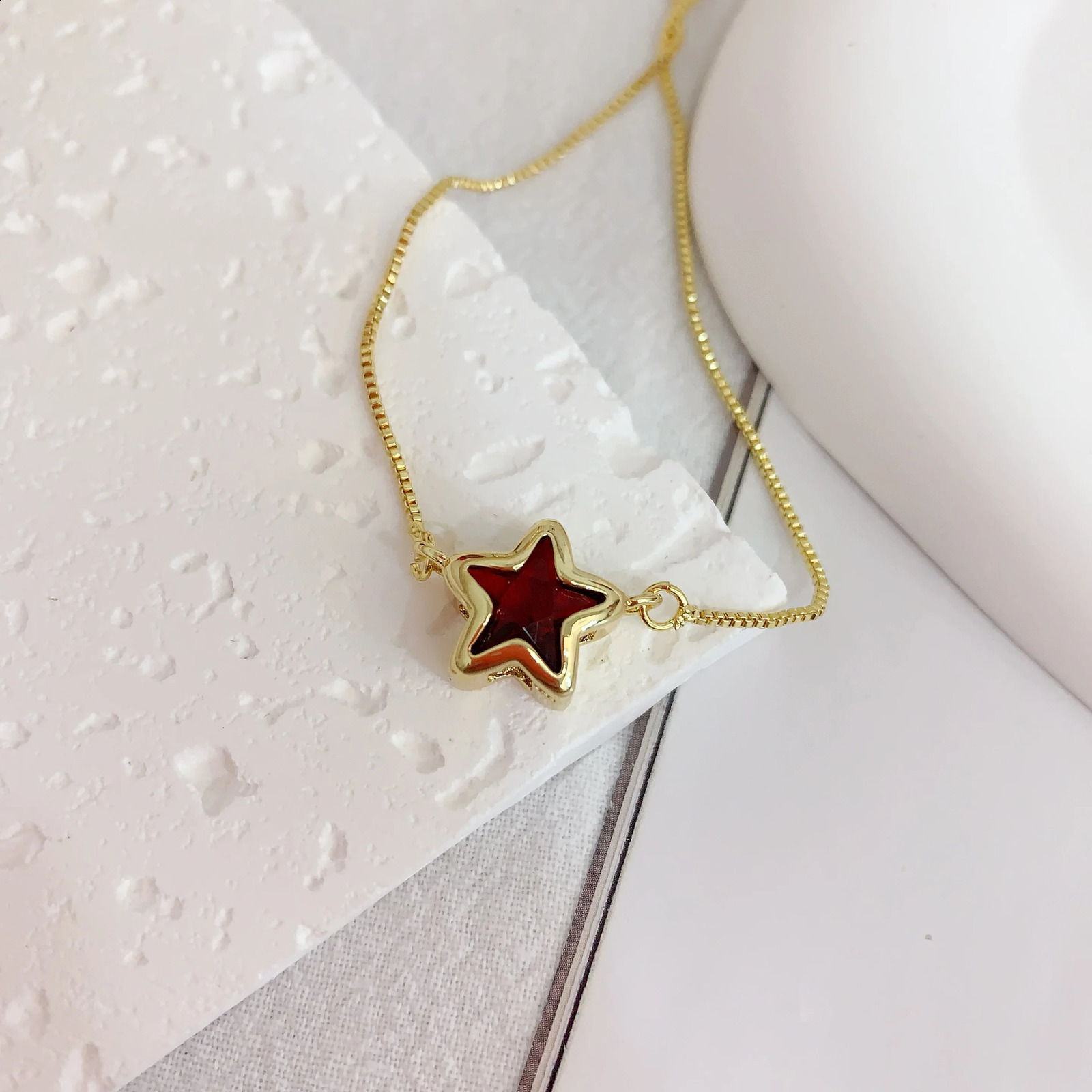 10Pcs Fashion Simple Cz Crystal Colorful Star Pendant Necklace Gold Plated Cubic Zirconia Chain Necklaces For Women Gifts 250117