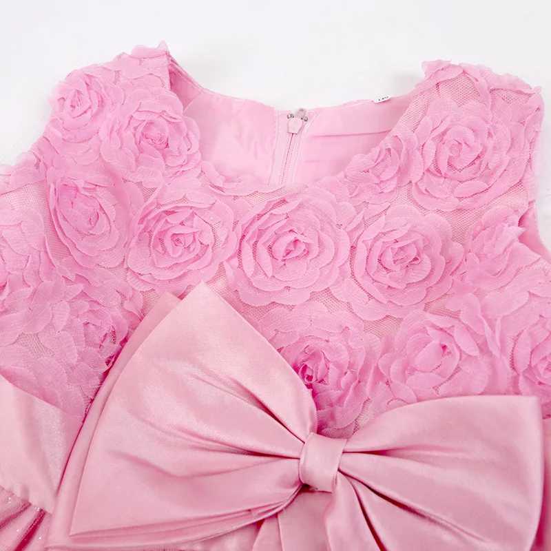 Rose Flowers Baby Girls Dress Summer Sleeveless Mesh Party Princess Dress Piano Performance Costume Birthday Gift Kids Clothes X250203