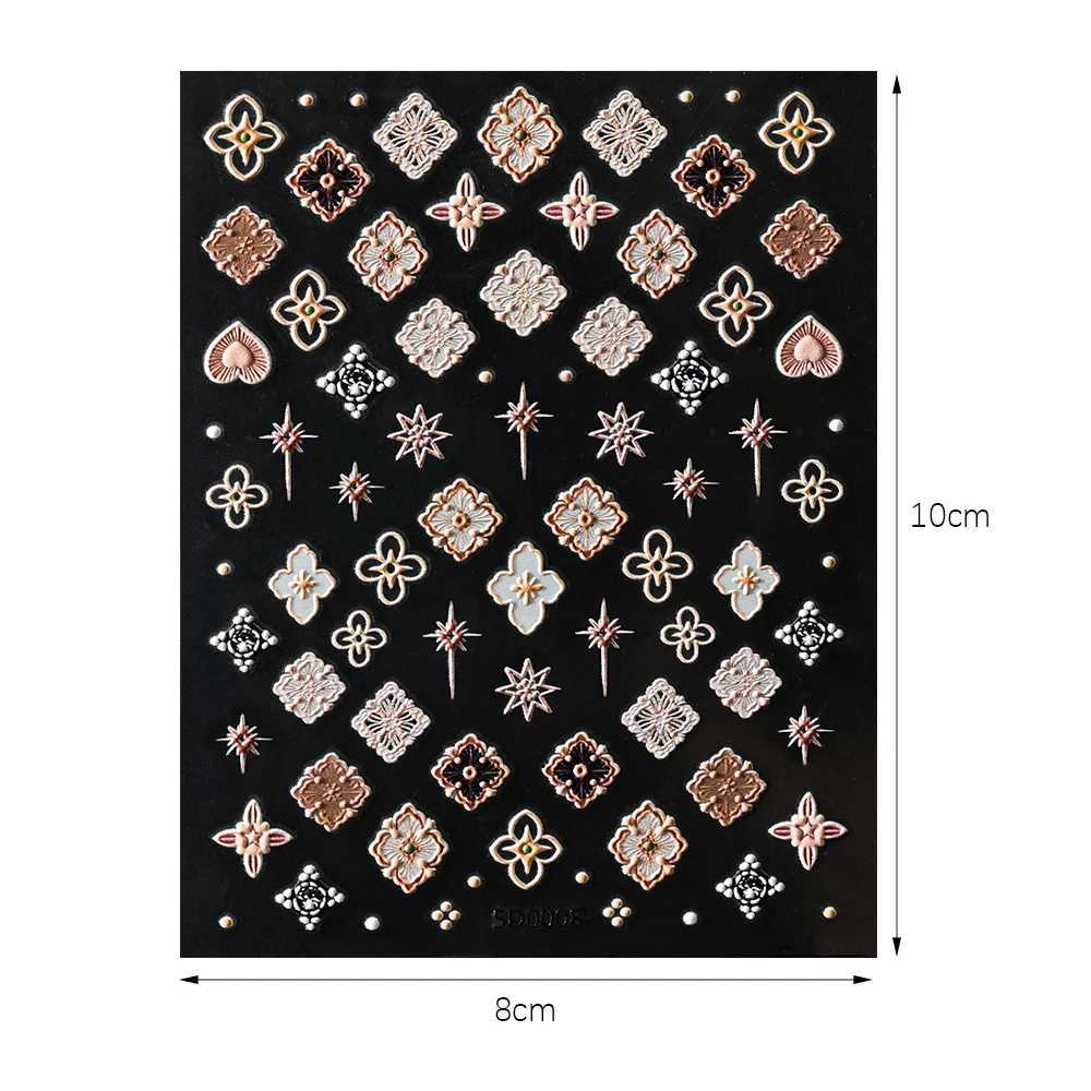 1Sheet Matte Bohemian Nail Sticker Decal Charm Mandala Flower Manicure Elegant Embroidery Boho Style Floral Nail Art Decoration*XJ250120