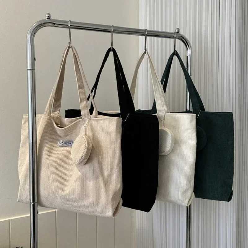Women Corduroy Tote Handbag Zipper Vintage Tote Bag Foldable Shoulder Bag with Coin Bag Large Capacity Versatile HandbagsXJ250121