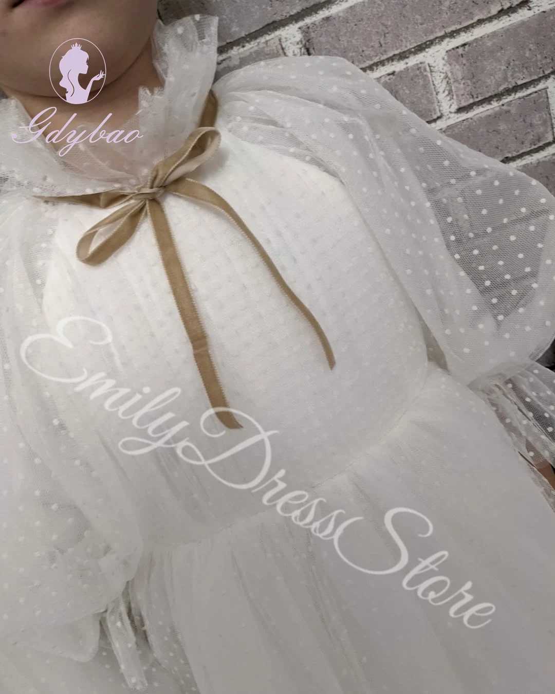 Customized Bridesmaids Flower Girl Dress For Wedding Pleated Tull High Neck Puffy Kids Birthday Party First Communion Ball Gown X250203