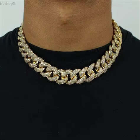 7Inches-30Inches 18mm Trendy Cool Design Gold Sier Plated Textured Miami Hip Hop Iced Out Moissanite Cuban k Chain
