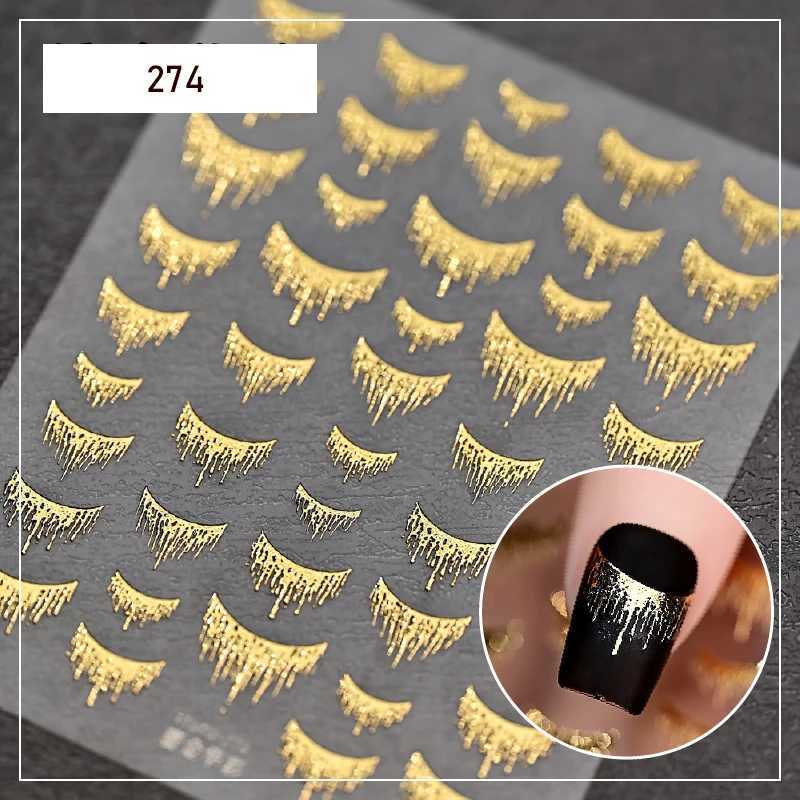 Foil stamping aurora burst french gradient nail stickers crown nail appliqus waterfall tassels nail art decorationsXJ250120