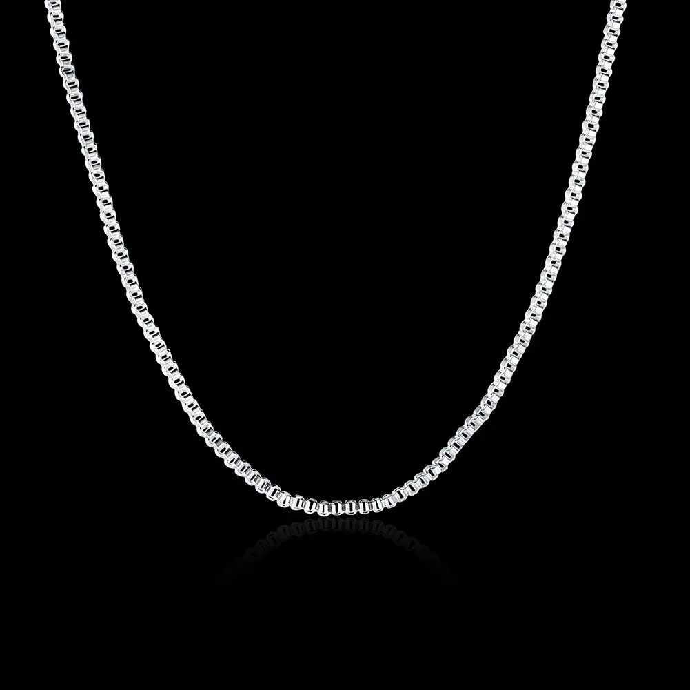 10pcs 16-24inch 925 Sterling Silver fashion 1MM Box chain for women Men necklace Charms wedding party jewelry Christmas giftsXJ250114