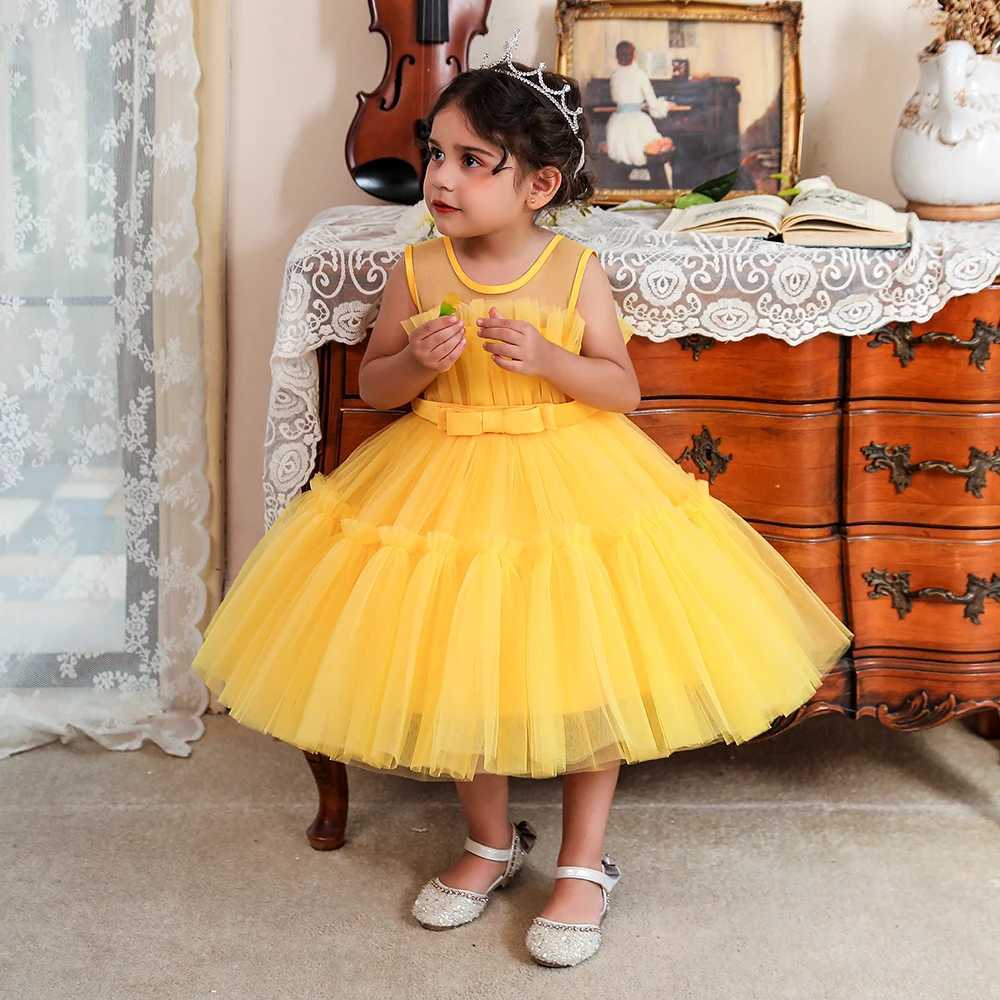 Baby Newborn Girl Dress1 Year 1st Birthday Party Dresses Baptism White Clothes 9 12 Months Toddler Fluffy Outfits Baby Dress X250203