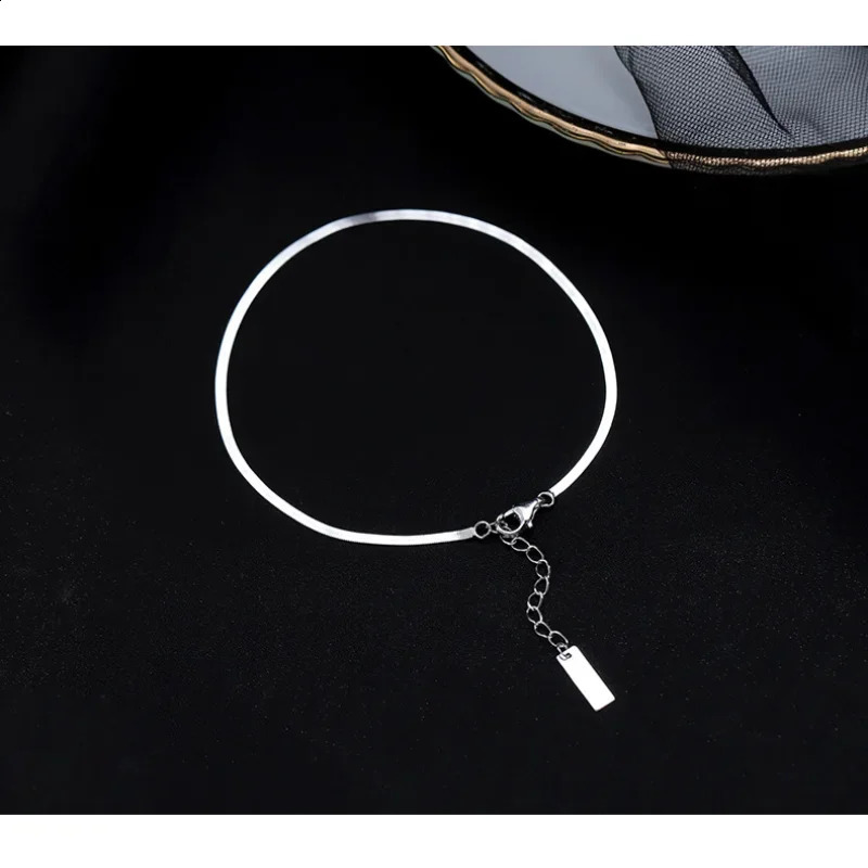 Personality Fashion Blade Chain Anklet for Women High Quality Silver Color Stainless Steel Summer Beach Foot Jewelry Colorfast 250114
