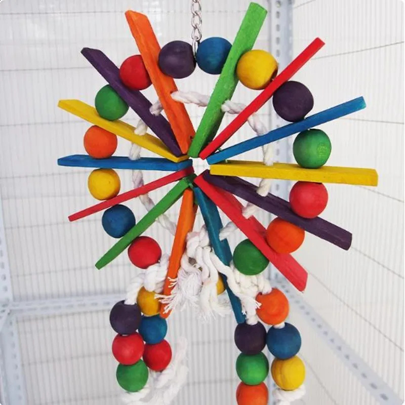 Parrot Grinding Swing Station Ladder String Toy Bird Supplies DIY Claw Paw Dumbbell Color Wood Rope Pet Products 250121