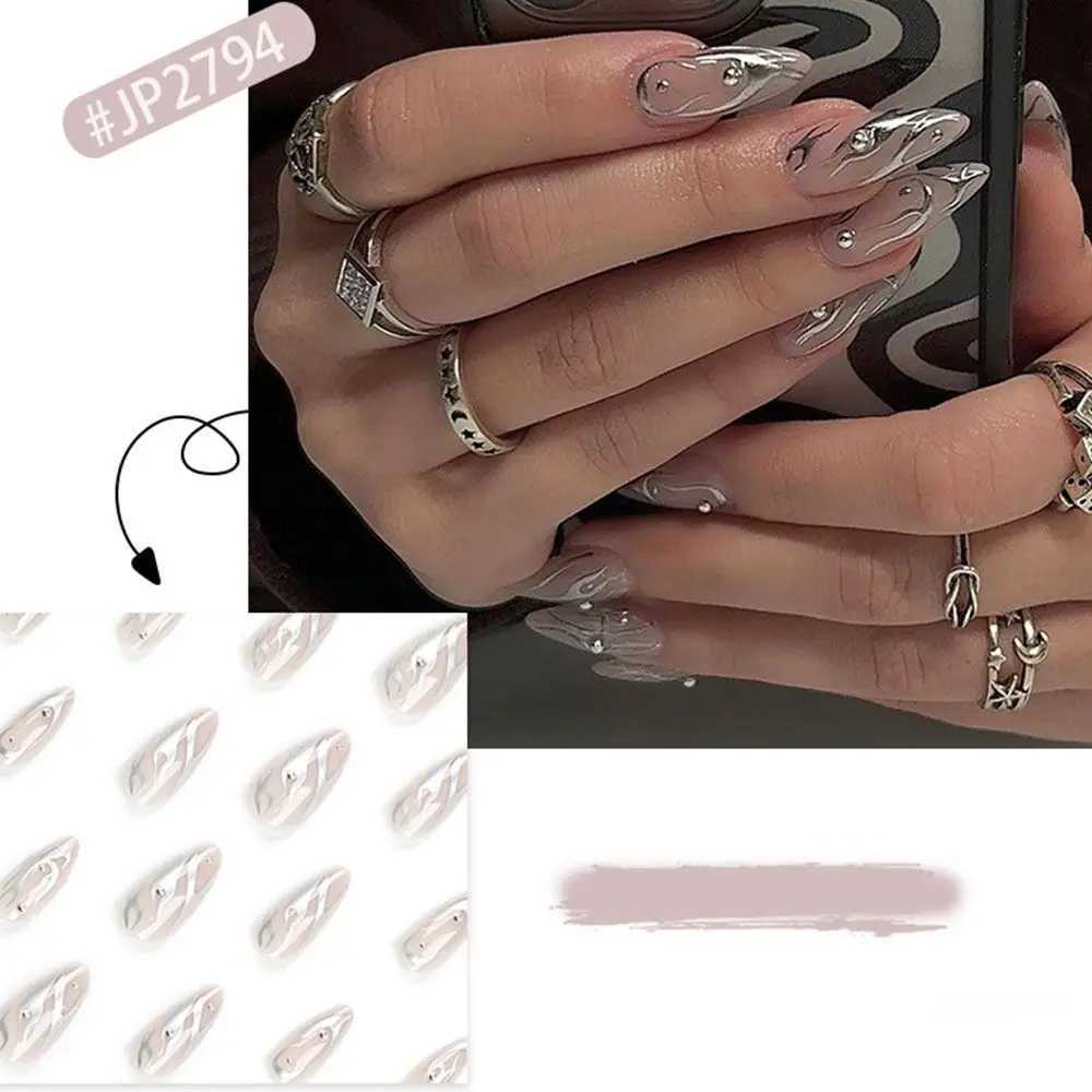 24pcs On Almond False Nails French Leopard Star Press on Nails Fake Nails DIY Manicure Detachable Nail TipsW250120