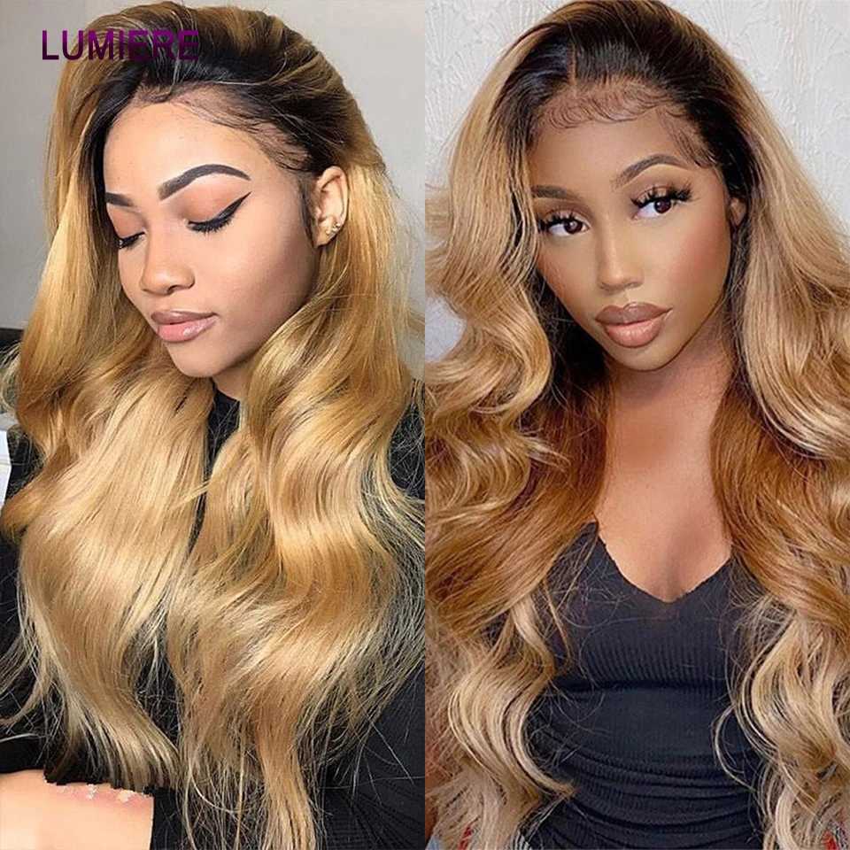 Colored Brazilian Body Wave Hair Weave 3/4 Bundles With Clo Blonde 1B/27 Remy Ombre Human Bundles With Lace Frontal CloXJ250120