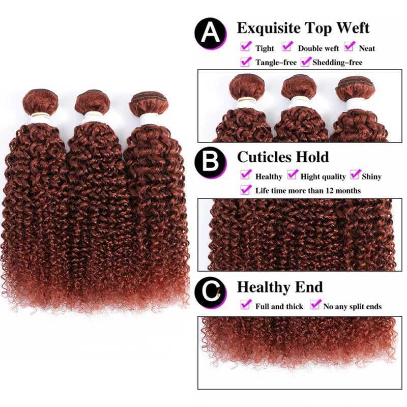 Auburn Brown Brazilian Kinky Curly Human Hair Bundles With Clo 4x4 SOKU Honey Blonde Human Hair Weave Bundles Remy HairXJ250120