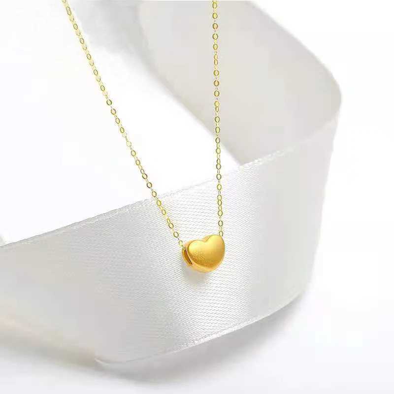 Real 24K Gold AU999 Heart Pendant Pure AU750 Necklace Simple Fashion Fine Jewelry Gift for Women PN024XJ250114