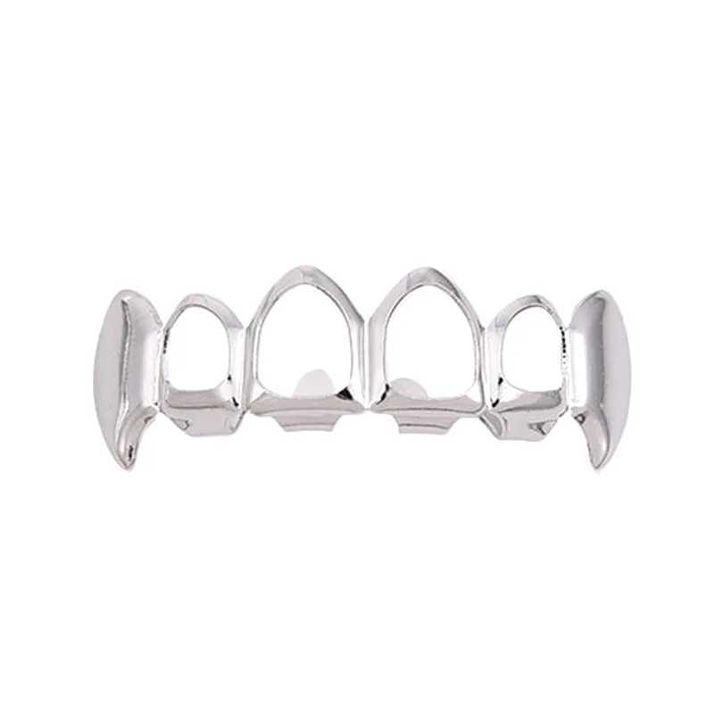 Hip-Hop In Europe America 18K Gold Hollow Tooth Gold-Plated Smooth Hip-HopTeeth Mens Teeth Decoration Fashion JewelryXJ250114