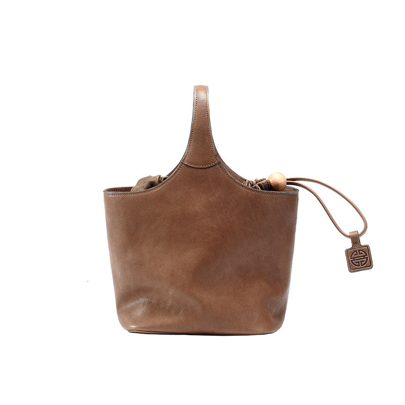 Bag Qiu Zhen Tanned Cowhide Genuine Leather Flower Crossbody Handbag, Commuting High-Capacity Vegetable Basket Bag, Female
