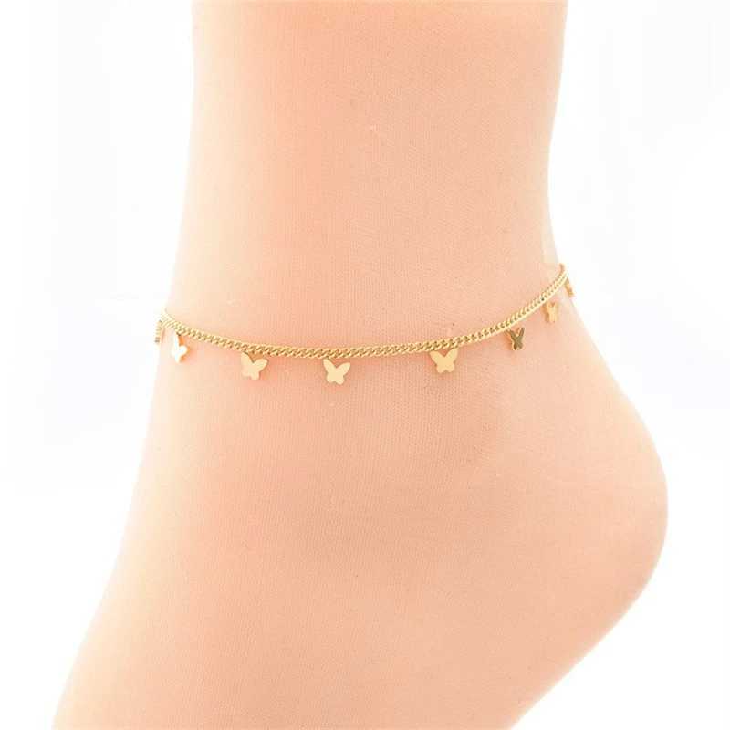 316L Stainl Steel New Fashion Waterproof Jewelry Minimalism Casual Gold Color Many Butterflies Charm Chain Anklets For WomenXJ250121