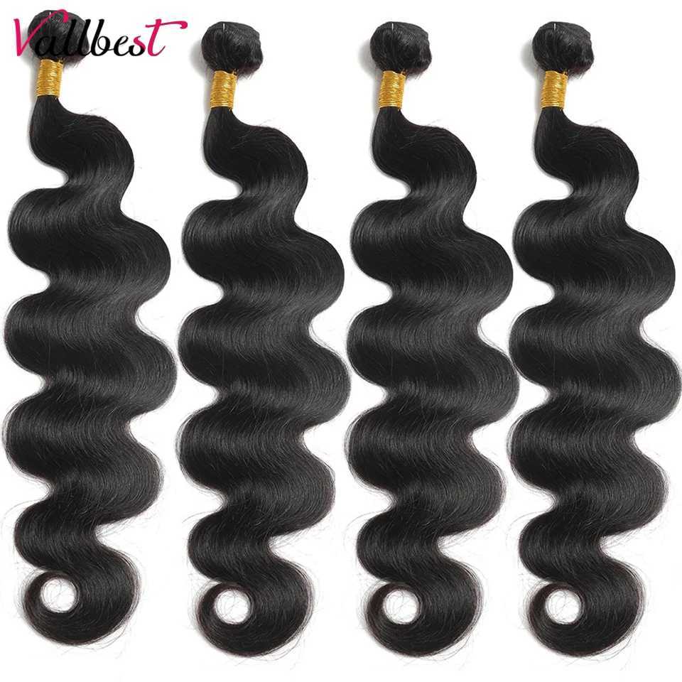 Vallbest Body Wave Bundles Human Hair With 4x4 Lace Clo Brazilian Hair Weave 3/4 Bundles With Clo Remy Hair ExtensionsXJ250120