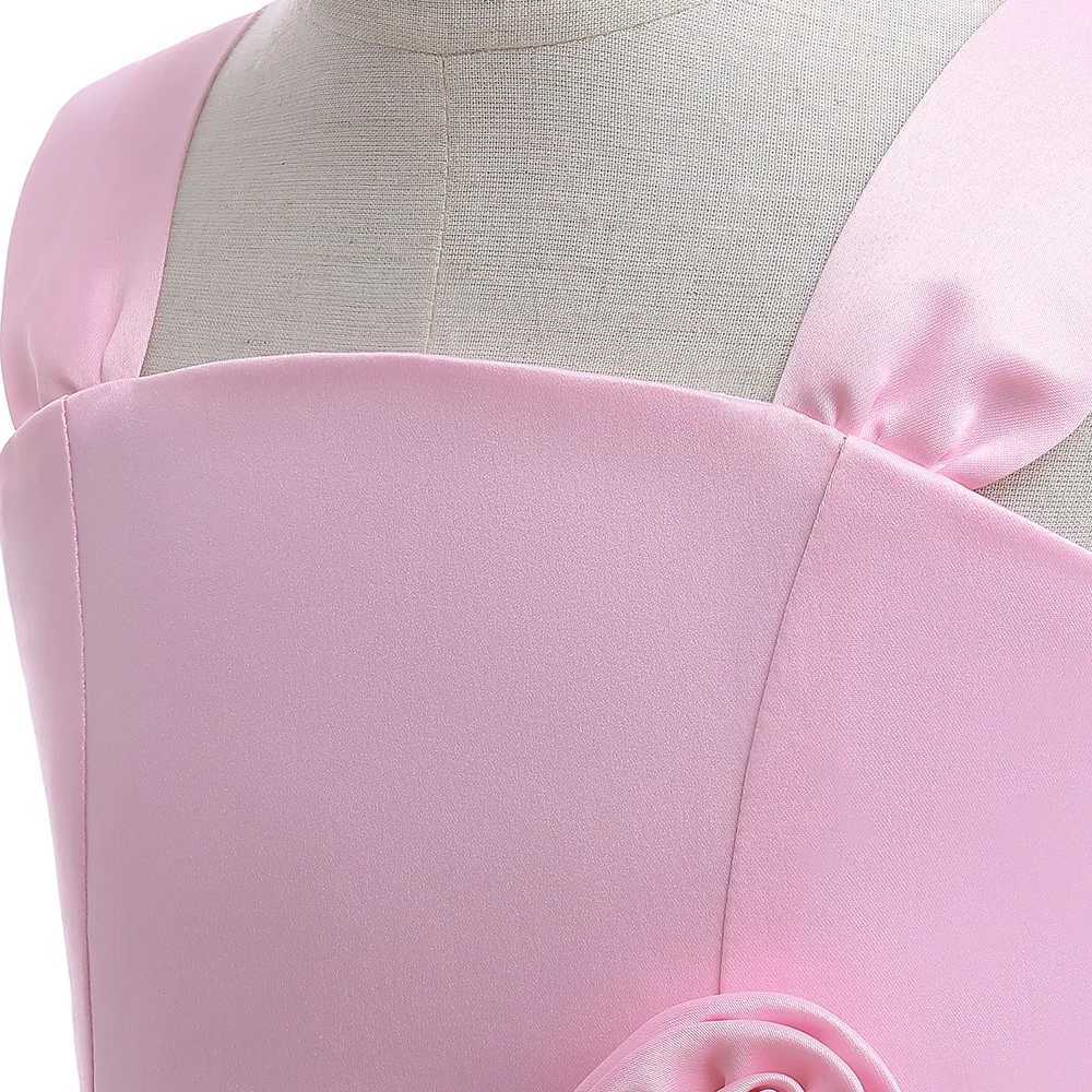 Young Girls Pink Rose Dress Girl Elegant Evening Party Gown Kids Summer Holiday Birthday Clothes Children Pleated Costume X250203