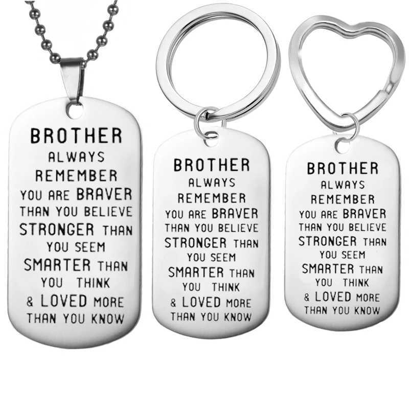 Inspirational Brother Gifts Always Remember You Are Braver Stainless Steel Dog Tag Pendant Chain Necklace Family Friends JewelryXJ250121