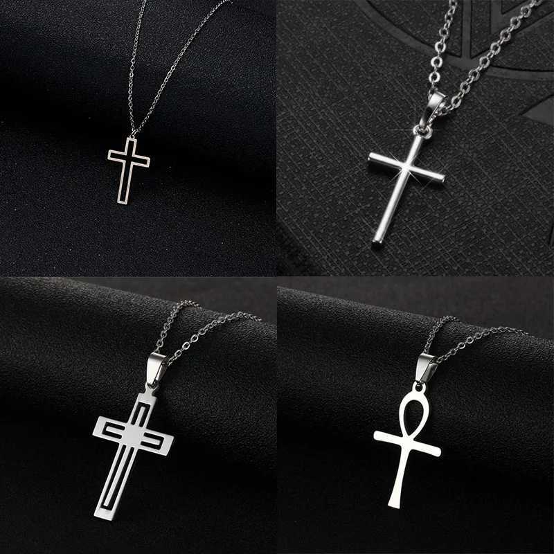 Fashion Cross Pendant Necklace For Women Men Trendy Style Metal Choker Clavicle Chain Party Statement Jewelry Female Gift CollarXJ250121