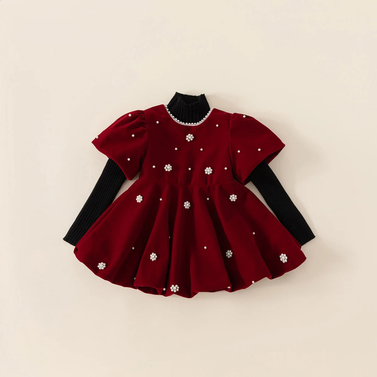 Autumn Winter Children Dress 1-10Y Girls Pearl Thick Warm Fleece Party Christmas Princess Dresses Toddler Wear Kids Clothing 250218