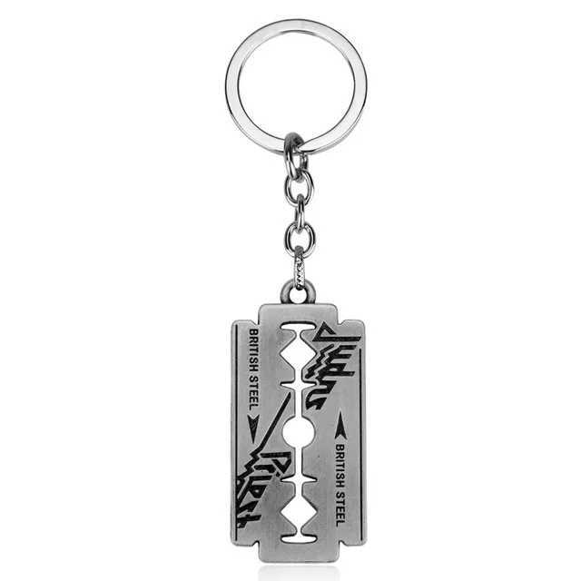 Hip Hop Rock Band Judas Priest Blade Razor Shape Pendant Necklace Long Chain Men Metal NecklaceXJ250121