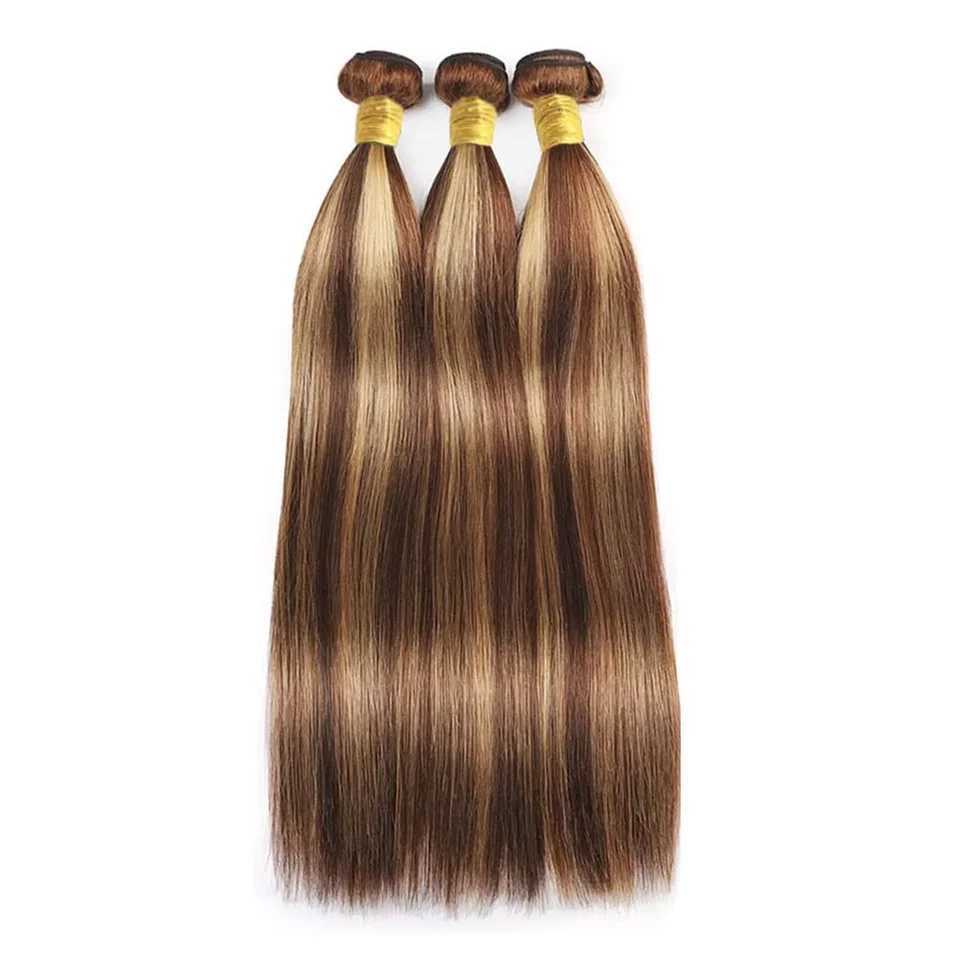 3 4 Bundle Deals P4/27 Straight Bundles 100% Human Hair 30 Inch Hightlight Colored Human Hair Bundles Remy Hair Weaves For WomenXJ250120