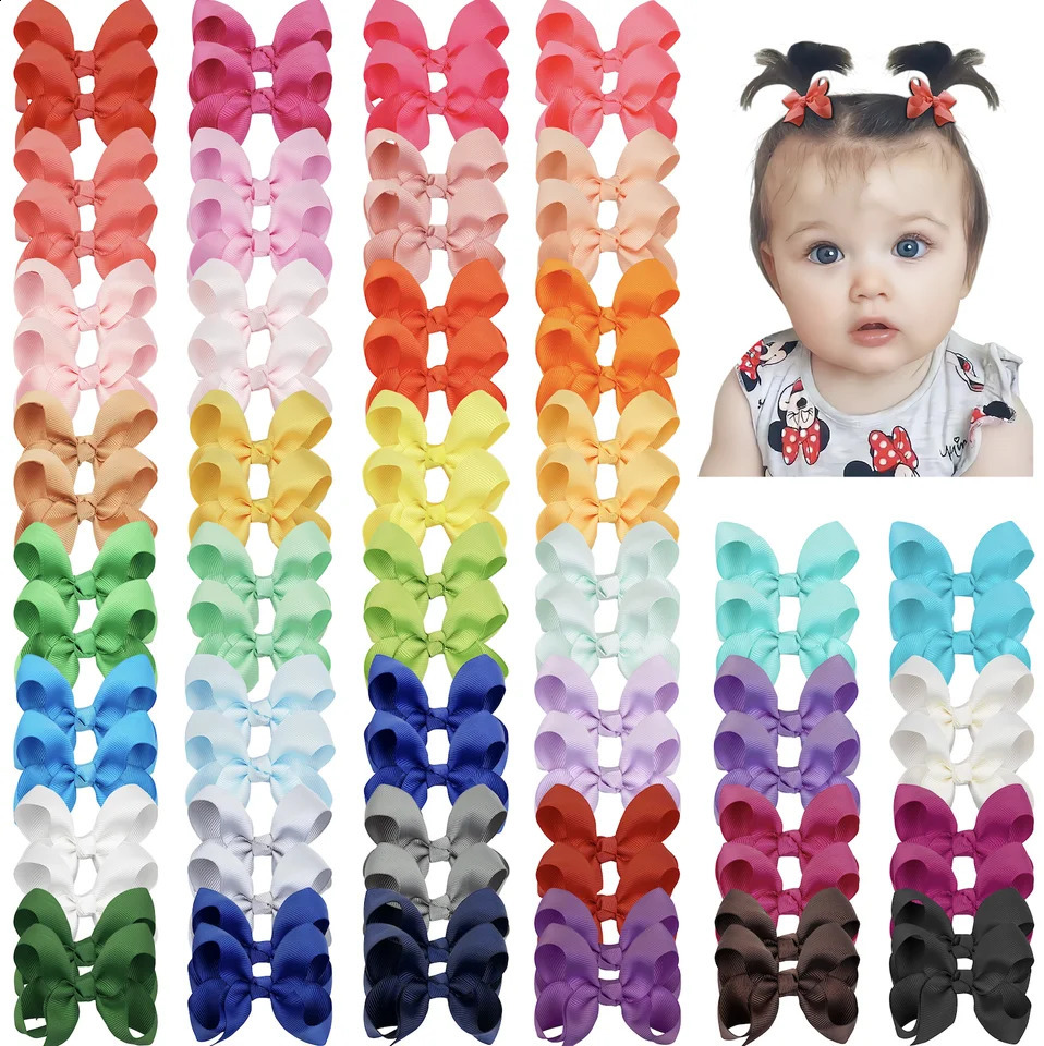 40/60/80Pcs 3 Hair Bows Clips Mix Colors Pigtail Bow Alligator Hair Clips for Baby Girls Toddlers Kids Little Girls hairpins 250120