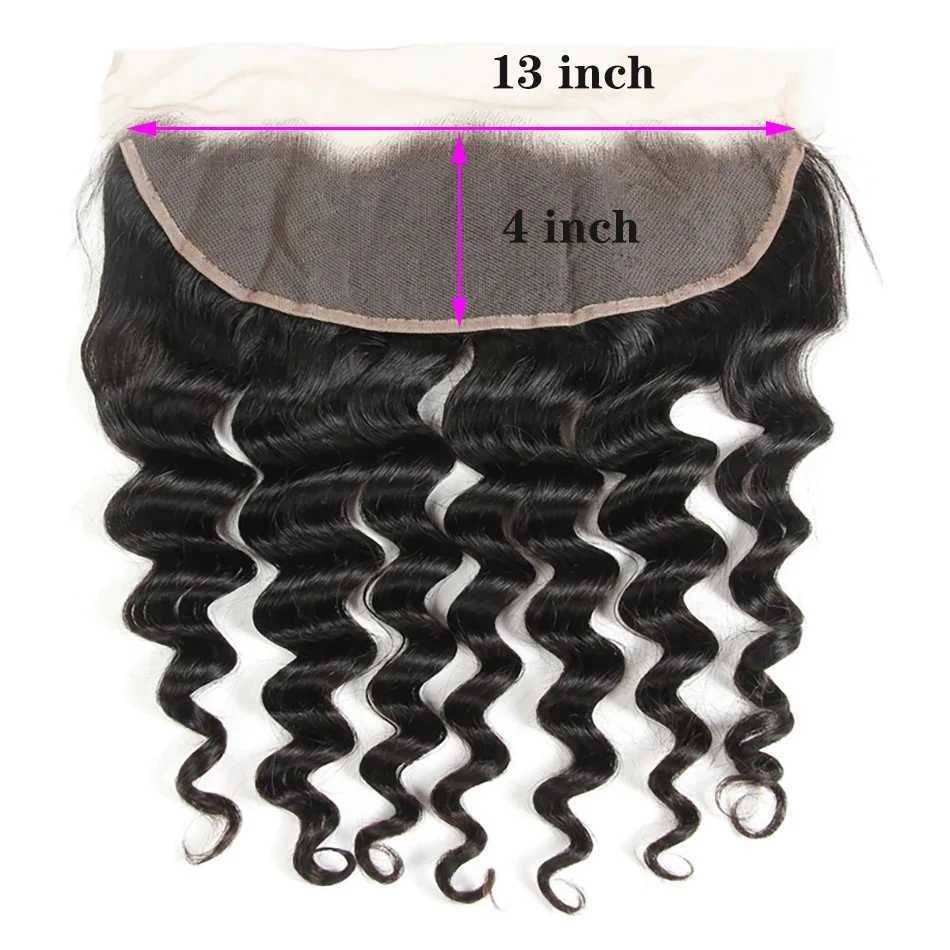 Deep Wave Curly Human Hair Bundles With Transparent 13x4 Lace Frontal Brazilian Extension for Women Weave 3 Bundles With CloXJ250120