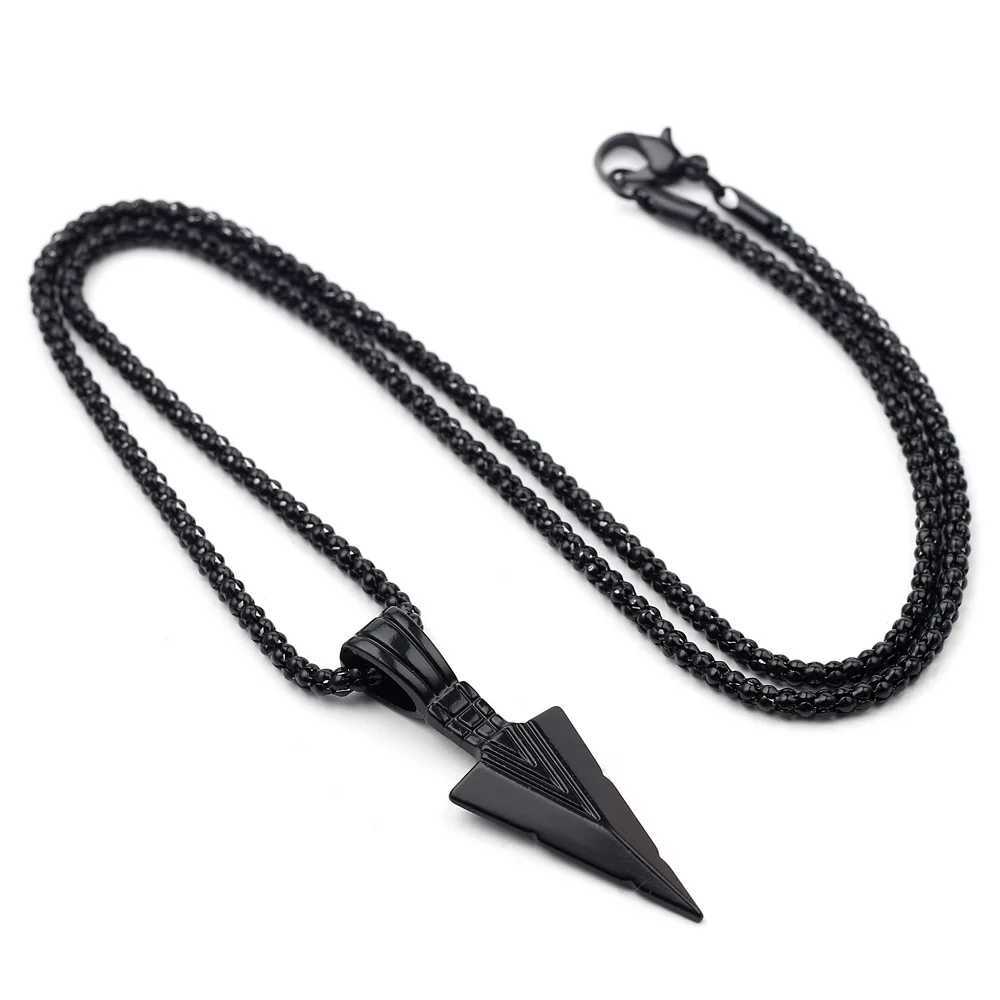 Men Fashion Matte Black Long Necklace with Arrow Pendant Jewelry Chain Hip Hop Punk Rock Party Gift for Men Women CollaresXJ250121