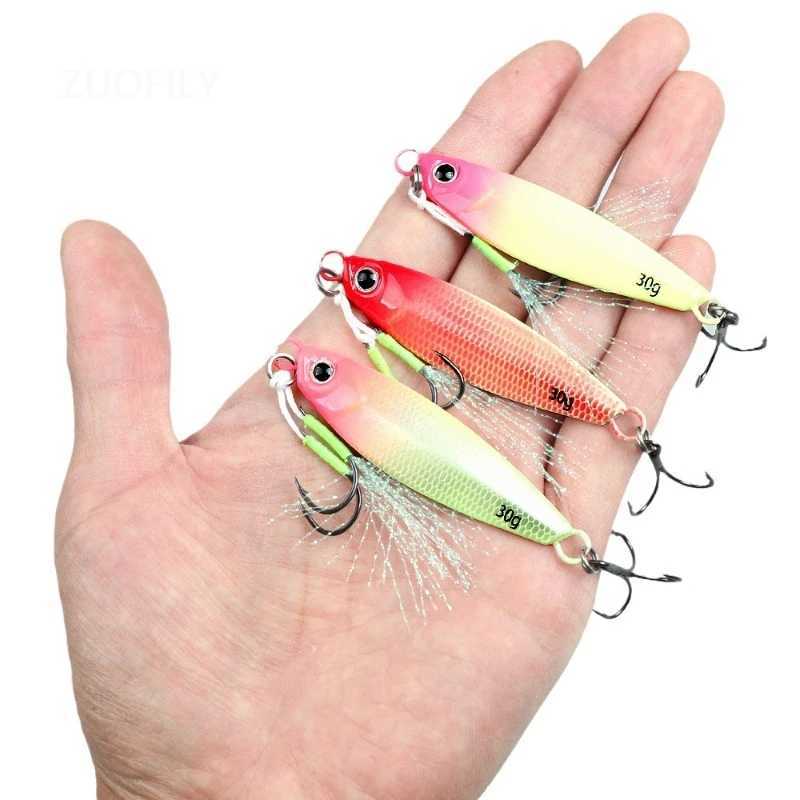 2025 New Far Throw Luminous Iron Plate Lures Double Hook JIG 7g-30g Sea Fishing Spanish Mackerel Shore Casting Glow Metal BaitsXJ250122