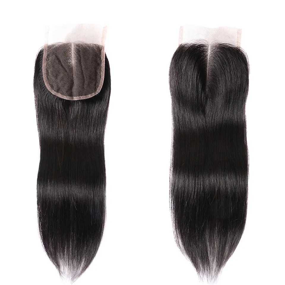 4x4 Straight Lace Clo Human Hair 10-24 Inch Natural Black 100% Brazilian Virgin Hair Transparent Lace Front CloXJ250120