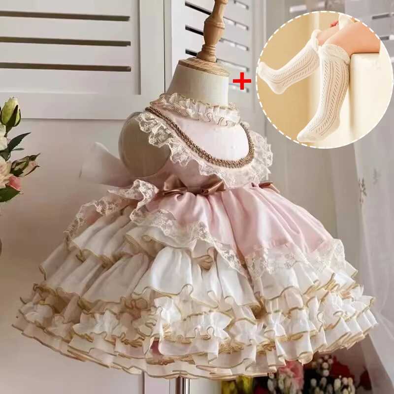 2024 Vesidos Toddler Girl Baby Lace Lolita Dress Wedding Party Girl Princess Dress Baby 1st Birthday Prom Evening Dress X250203