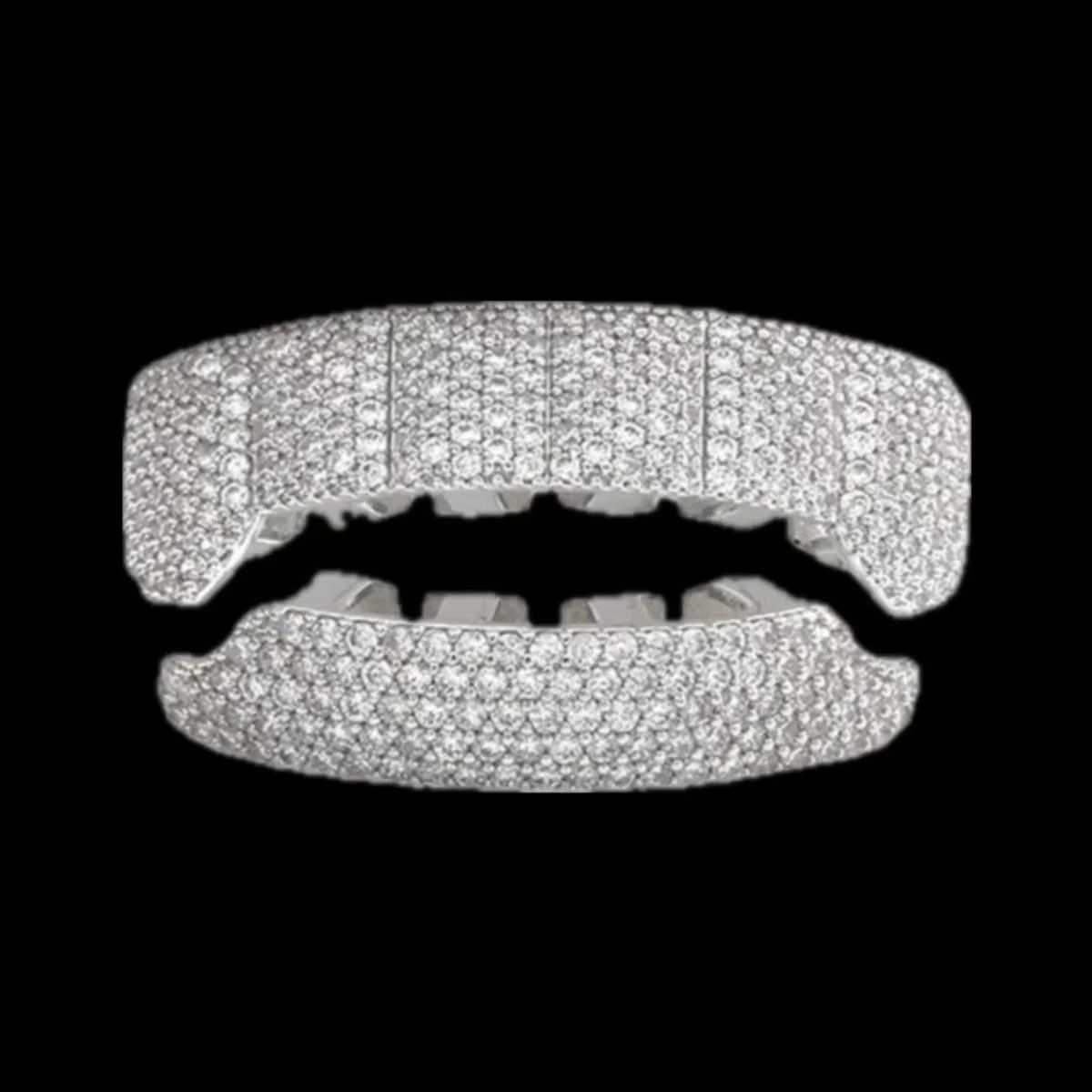 RACHELZ Geometric Rectangle Full CZ Stone Teeth Grillz Caps Gold Silver Color Zircon Tooth Grills For Women Men JewelryXJ250114