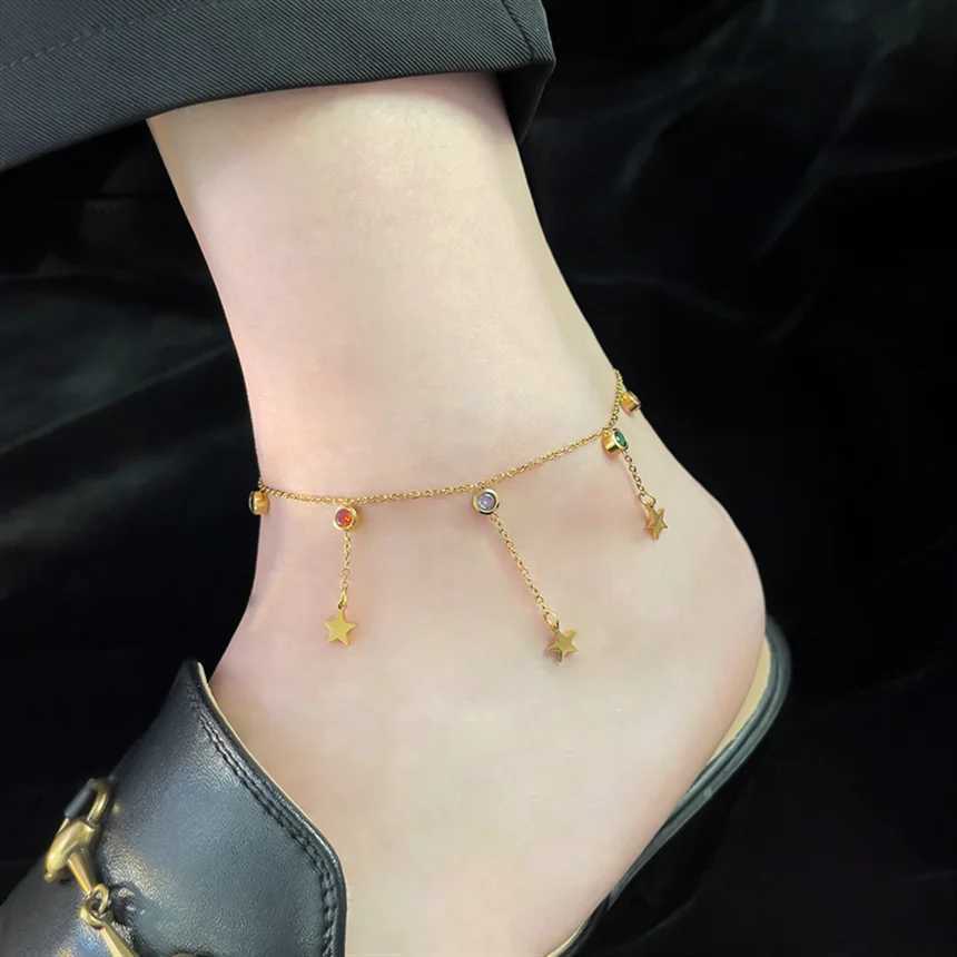316L Stainl Steel Pearl Heart Shed Green Zircon Eyes Anklets Ladies Fashion Trend High Jewelry Beach Accories B436XJ250121